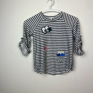 Monteau Girl 3/4 sleeve shopkins print striped Top size M(10)